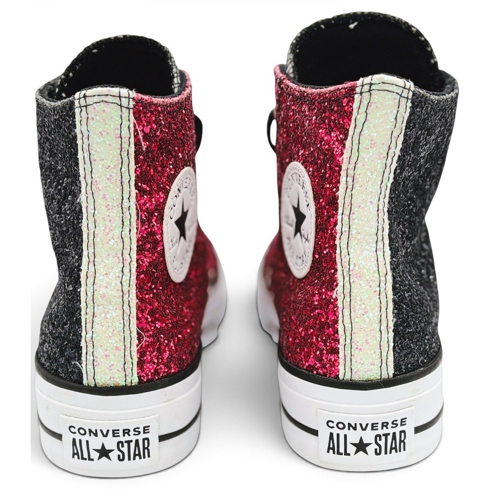 Converse CTAS Lift High Top By You Women's 7.5 Black Pink Glitter Platform Shoes - Picture 6 of 10